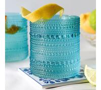 Kate Aspen Aqua Blue Hobnail Beaded Drinking Glasses Set of 6 (10 oz) Vintage Glassware Set Cocktail Glass Set, Juice Glass, Water Cups | Great Hostess Gift or New Home Owners