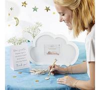 Kate Aspen Baby Shower Guest Book Cloud Frame with Wooden Rain Drops Guestbook Alternative, Nursery Decor, Baby Shower Decorations, Sonogram Picture Frame