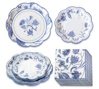 Kate Aspen Blue Willow Paper Plates Napkins, 16pcs 7 inch & 16pcs 9 inch Heavy Duty Disposable Party Plates, 30pcs 6.5 inch Durable Paper Napkins for Birthday, Baby Shower, Wedding Party