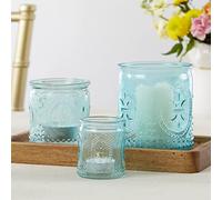 Kate Aspen Nesting Blue Glass Votive Candle (Set of 3) Vintage Tea Light Holders