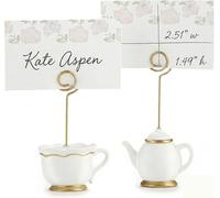 Kate Aspen, Place Card Holders, Tea Time Whimsy, Teapot and Teacup, Place Cards Included, Set of 6,Pink