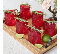Kate Aspen Hobnail Beaded Drinking Glasses Vintage Glassware Set | Cocktail Glass Set, Juice Glass, Water Cups | Makes A Great Hostess Gift, Gift for Newlyweds (Red)