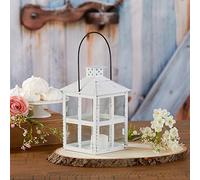 Kate Aspen Rustic Farmhouse Decor White Candle Holder Lantern Decorative (7.5 Inch), Wedding Decoration, Centerpiece Table Decorations, Home Decor, Shelf Decor