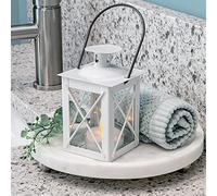 Kate Aspen Rustic Shelf Decor Luminous Vintage Tea Light Votive Candle Holders Metal Mini Decorative Lantern, Distressed White