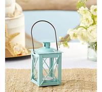 Kate Aspen Rustic Shelf Decor Luminous Vintage Tea Light Votive Candle Holders Metal Mini Decorative Lantern, Distressed Teal Blue