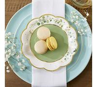 Kate Aspen Sage Green Party Decorations, Eucalyptus Floral Print 7 in. Decorative Premium Paper Plates (350 GSM Weight -Set of 16) - Perfect for Greenery Baby Shower & Bridal Showers