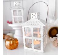 Kate Aspen Set of 6 White Vintage Distressed Rustic Candle Holder Decorative Lantern (6 Inch), Wedding Decoration, Centerpiece, Farmhouse Decor, Shelf Decor