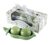 Kate Aspen Two Peas in A Pod Ceramic Salt and Pepper Shakers in Ivy Print Gift Box