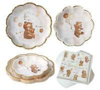 Kate Aspen We Can Bearily Wait 62 Piece Party Tableware Set Baby Shower Party Decorations Plates & Napkins; Adorable & Classic Teddy Bear Baby Shower (16 Guests)