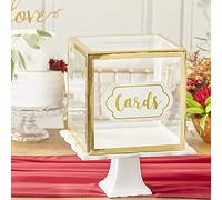 Kate Aspen Wedding Card Box, 1 Count (Pack of 1), Gold & Clear