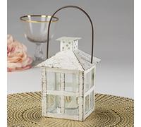Kate Aspen White Vintage Distressed Rustic Candle Holder Decorative Lantern (6 Inch), Wedding Decoration, Centerpiece, Farmhouse Decor, Shelf Decor