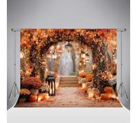 Kate Autumn Outdoors Photo Background Maple Leaf Arch Backdrop for Photography Garden Decorative Chandelier Backdrop for Photo Studio 6.5x6.5ft/2x2m Flower Fall Photography Props