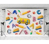 Kate Back to School Backdrop for Kindergarden Colorful Balloons ABC Letters School Decoration Background Kids Photo Fabric Props 10x6.5ft