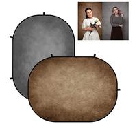 Kate Backdrops 5x6.5ft/1.5x2m Collapsible Backdrop Grey Texture Double-Sided Backgrounds Dark Brown Portrait Backdrop Pop up Backgrounds Photography Carrying Case Included