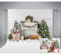 Kate Backdrops Christmas Backdrop White Brick Background Kids Portrait Photo Studio Booth Props 7x5ft/2.2x1.5m