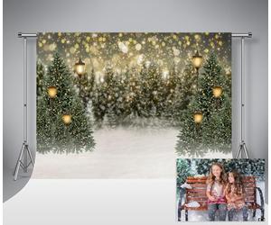 Kate Backdrops Christmas Photography Background 3x2m/10x6.5ft Christmas Snow Scene Backsdrops Christmas Tree Flash Light Large Christmas Backdrop Enchanted Forest Backdrop