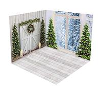 Kate Backdrops Christmas Snow Scene Window Barn Door Room Set(8ftx8ft&10ftx8ft&8ftx10ft)