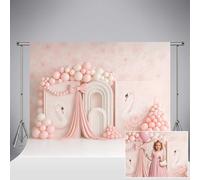 Kate Birthday Swan Pink Balloon Backdrop for Photography 8x8ft/2.5x2.5m Background Photo Props for Girl Birthday Baby Shower Cake Smash Princess Themed Party Photoshoot Studio Decorations