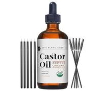 Castor Oil (4oz), USDA Certified Organic, 100% Pure, Cold Pressed, Hexane Free by Kate Blanc. Stimulate Growth for Eyelashes, Eyebrows, Hair. Skin Moisturizer & Oil Cleanse. FREE Starter Kit