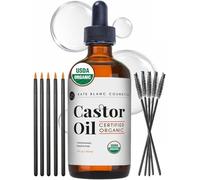 Kate Blanc Cosmetics Castor Oil Organic (4oz), 100% Pure, Cold Pressed, Hexane Free. Natural Oil for Hair, Eyelashes, Eyebrows. Skin Moisturizer with Starter Kit