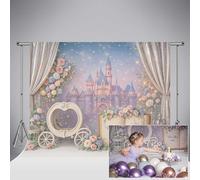 Kate Cake Smash Princess Castle Photography Backdrop 7x5ft/2.2x1.5m Carriage Floral Purple Backdrops Crown Book Baby Kids Art Portrait Background Photocall Props