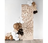 Kate Champagne Gold Shimmer Wall Backdrop Panels Sequin Decoration for Birthday Party Wedding Backdrop Luxurious Dinner Venue Backdround 30cm*30cm*12pcs