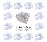 Kate Chesters Art 40 Pairs White Wedding Flip Flops Bulk | Basket Included | Wholesale Wedding Guest Shoes One Size Fits All