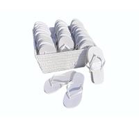 Kate Chesters Art Personalised Wedding Flip Flops 20-100 Pairs | Basket Included | White Flip Flops Bulk | Custom Wholesale Wedding Guest Shoes One Size Fits All