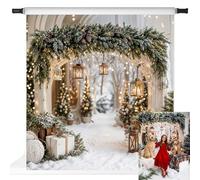 Kate Christmas Arch Door Backdrops Winter White Snow Land Photo Background Party Supplies Stduio Props, 10x10ft