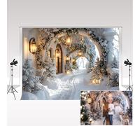 Kate Christmas Arch Hallway Photography Backdrops 3x3m/10x10ft Winter Retro White Flower Adult Kids Family Portrait Photocall Decorative Background Photo Studio