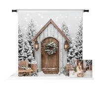 Kate Christmas Backdrop for Photography Winter Snow Fence Backdrops White Wood House Photo Fabric Studio Props 10x10ft
