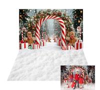Kate Christmas Backdrop Set Candy Cane Gingerbread Photo Room, 2 PCS | 2-piece holiday room backdrop set, 10x6.5ft&10x6.5ft, Christmas photo background for kids portraits and party decor
