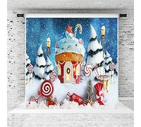 Kate Christmas Backdrop Xmas Backdrops Snowland Candy Background Cup Cake House Portrait Photo Booth Photostudio 10x10ft(3x3m)