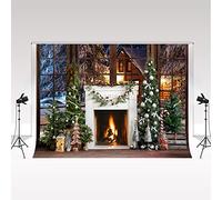 Kate Christmas Day Decoration Backdrop 3 * 3m/10 * 10ft X-mas Villa floor-to-ceiling Windows with Snow View Decoration Props Portrait Photo Booth Winter Christmas Festival Atmosphere Background
