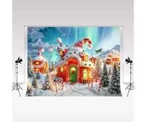 Kate Christmas Fairy Tale World Candy House Photography Backdrops 3x2m/10x6.5ft Fantasy Cartoon Christmas Forest Snow Decorative Props Kids Adult Portrait Background Photo Studio