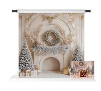 Kate Christmas Fireplace Backdrop for Home Party White Christmas Trees Background Photo Studio Props 10x10ft