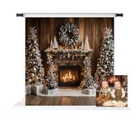 Kate Christmas Fireplace Backdrop for Photography Christmas Trees Gift Decoration Backdrops Wood Wall Background Photo Props 10x10ft