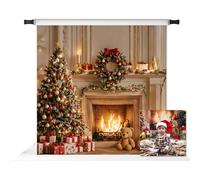 Kate Christmas Fireplace Photography Backdrop Christmas Tree White Retro Wall Home Decor Background Photo Fabric Props 10x10ft