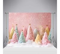 Kate Christmas Kids Winter Photography Backdrop 10x6.5ft/3 * 2m Colorful Christmas Tree Party Background Snow Pink Wall Photography Props Portrait Photobooth Studio