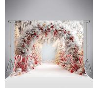 Kate Christmas Outdoors Winter Snow Photo Backdrop Glittering Christmas Tree Photography Background Candy Canes Arch Decoration 6.5x6.5ft/2x2m Xmas Baby Kids Portrait Photo Studio