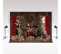 Kate Christmas Photography Backdrop 2.5 * 2.5m/8 * 8ft Christmas Tree Photography Props Red Window for Xmas Indoor Decoration Christmas Backdrop Scene Christmas Party Decorations