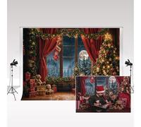 Kate Christmas Photography Backdrop 3x2.5m/10x8ft Indoor Christmas Eve Xmas Tree Red Curtains Gift Child Birthday Portrait Photo Background Props Studio