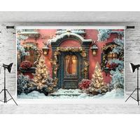 Kate Christmas Photography Backdrop Christmas Tree and Door 10x10ft/3 * 3m Heavy Snow Photo Background Family Party Banner Decor Portrait Photo Studio Props Festival Gift
