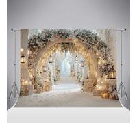 Kate Christmas Photography Backdrop Garland Winter Rose Arch Lights Outdoor Snow Scene Xmas Party Backdrops 6.5x6.5ft/2x2m Kids Family Portrait Photo Background