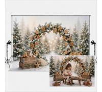 Kate Christmas Photography Backdrops 2.2x1.5m/7x5ft Christmas Gingerbread Arch Cocoa Snowy Trees Backdrop Kids Birthday Decorative Family Portrait Photo Background