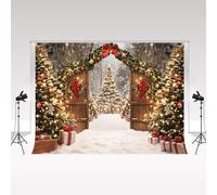 Kate Christmas Photography Backdrops 3x2m/10x6.5ft Rustic Barn Door Winter Snow Christmas Tree kids Family Portrait Decorative Background Photo Studio