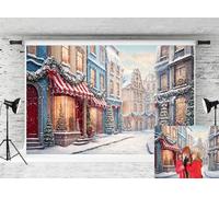 Kate Christmas Photography Backdrops 7x5ft/2.2x1.5m Heavy Snow Christmas Tree Street Backdrops Winter Xmas Background Happy New Year Family Portrait Background Photo Studio