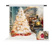 Kate Christmas Train Backdrop for Photography White Christmas Tree Backdrops Arch Gifts Decoration Backdground Photo Props 10x10ft