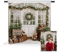 Kate Christmas Tree Teddy Bear White Cabin Backdrop Photo Background Studio Props,10x10ft