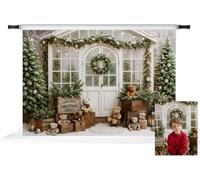 Kate Christmas Tree Teddy Bear White Cabin Backdrop Photo Background Studio Props,10x6.5ft
